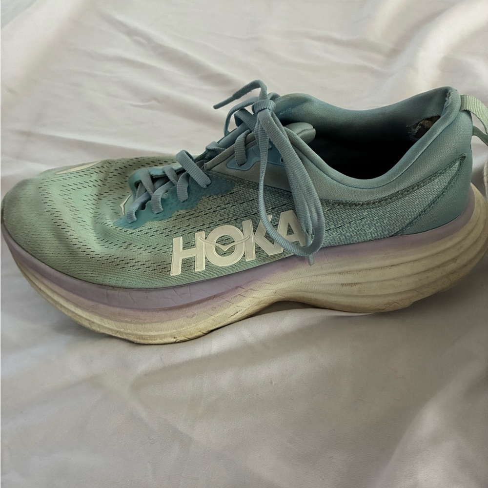 HOKA Bondi 8 Women’s Running Shoes Size 9.5 Blue Cushioned Athletic Sneakers
